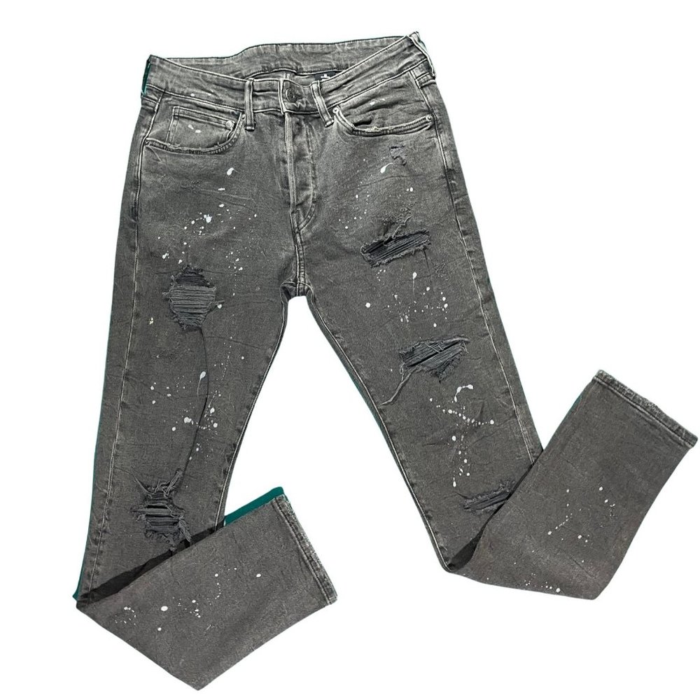 Charcoal Paint Splatter denim